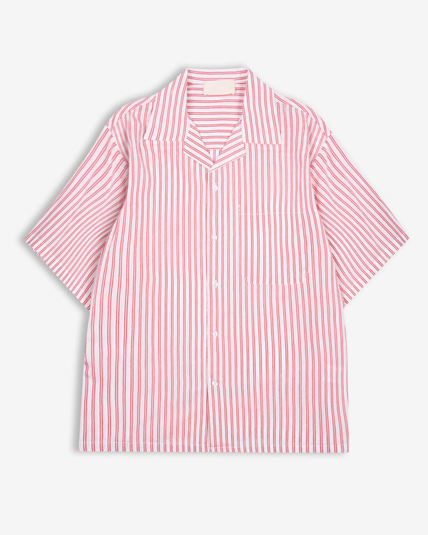 STRIPED BOWLING CORAL SHIRT