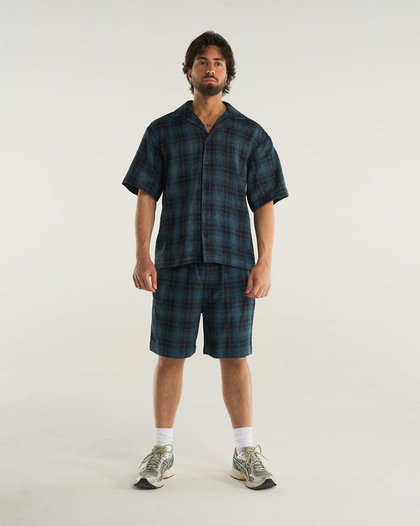 CHECKED SHORTS BLUE NAVY