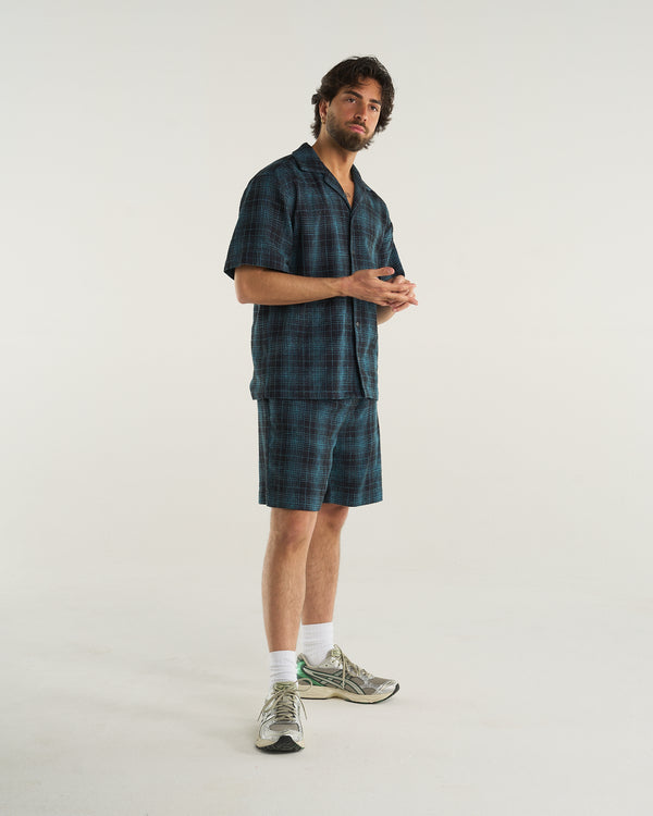 CHECKED SHORTS BLUE NAVY