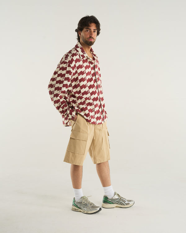 FLAG PRINT LONG-SLEEVED SHIRT BORDAUX