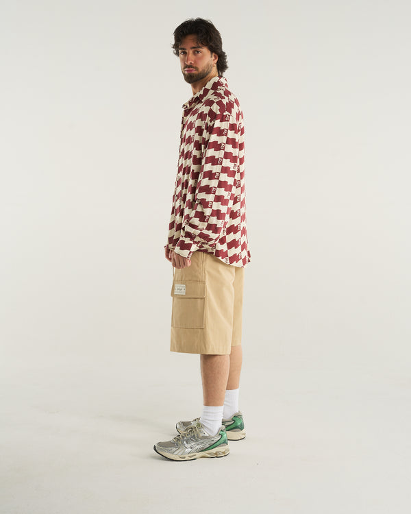 FLAG PRINT LONG-SLEEVED SHIRT BORDAUX