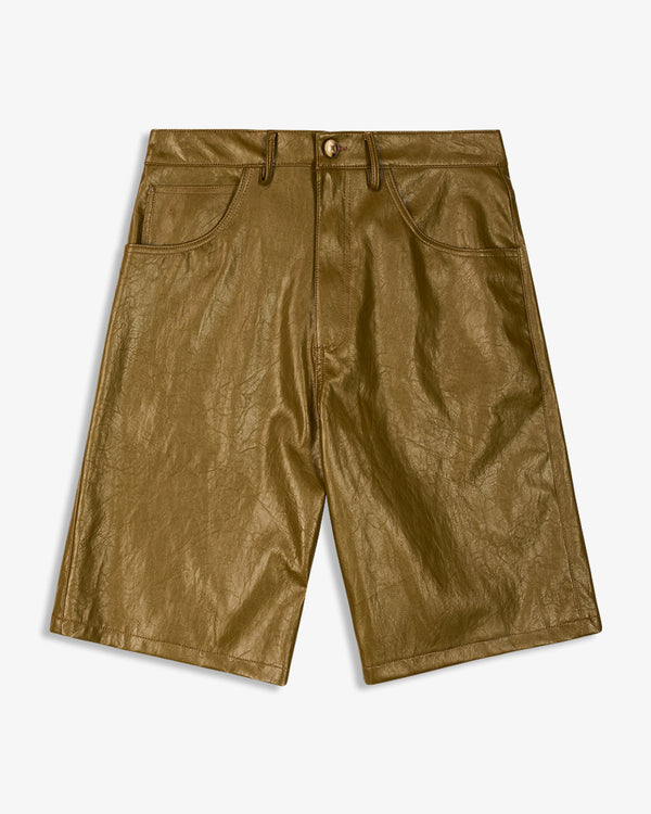 LEATHER SHORTS MUD BROWN
