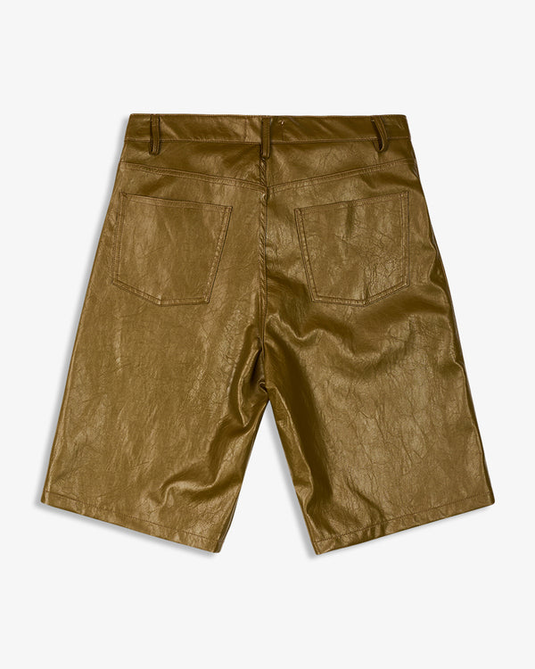 LEATHER SHORTS MUD BROWN