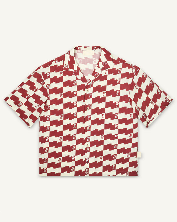 FLAG PRINT SHIRT BORDEAUX