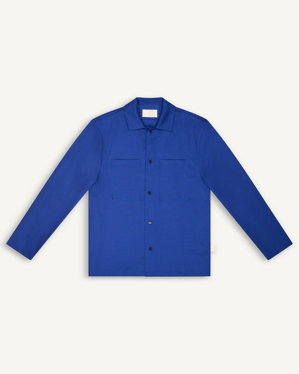LONG-SLEEVED WOOL SHIRT BLUE