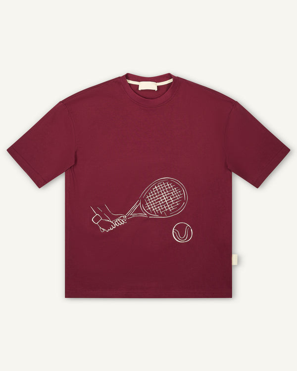 EMBROIDERED RACKET T-SHIRT BORDEAUX