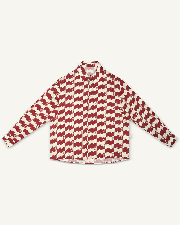 FLAG PRINT LONG-SLEEVED SHIRT BORDAUX