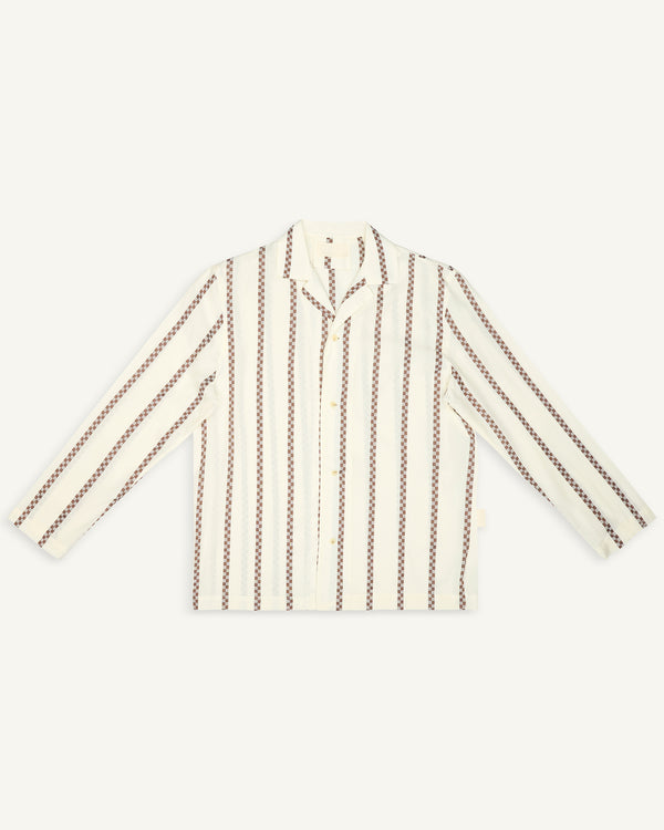 LONG-SLEEVED STRIPED SHIRT BROWN