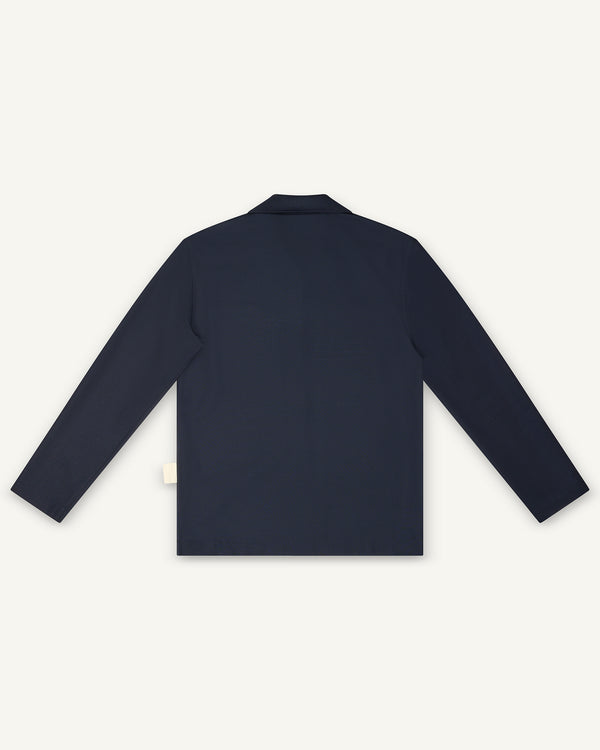 LONG-SLEEVED WOOL SHIRT BLUE NAVY