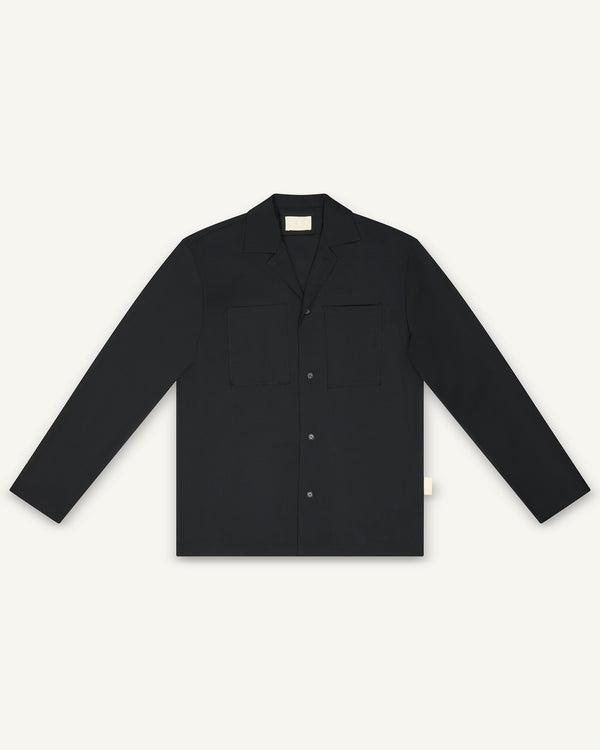 LONG-SLEEVED WOOL SHIRT BLACK