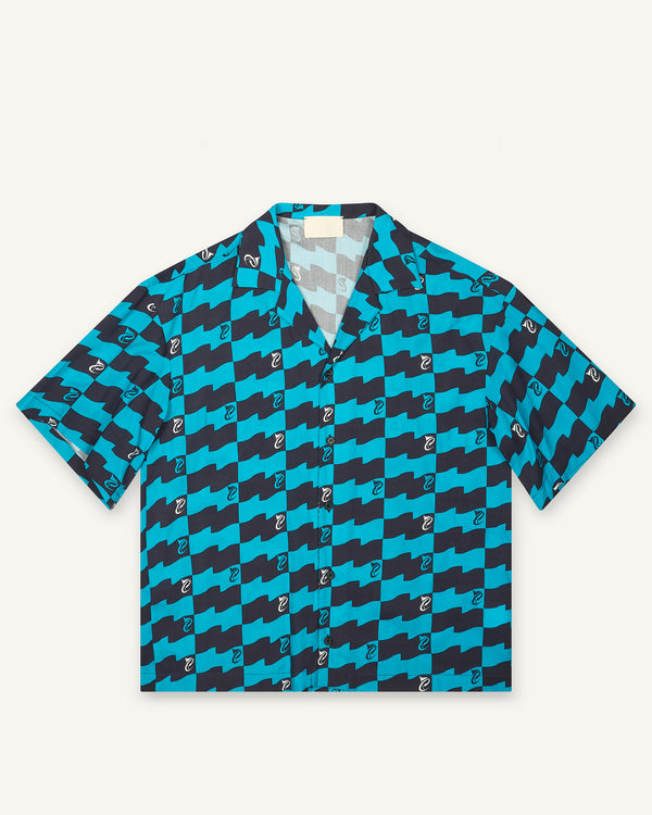 FLAG PRINT SHIRT AQUAMARINE