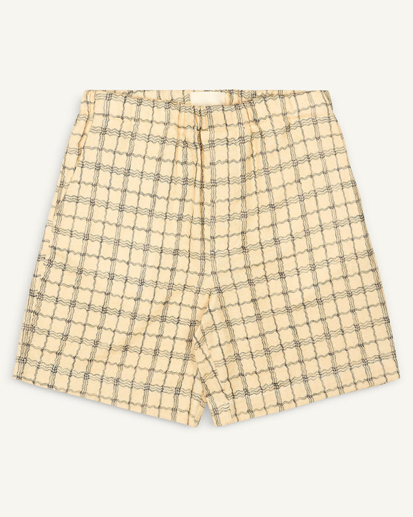 CHECKED SHORTS BEIGE