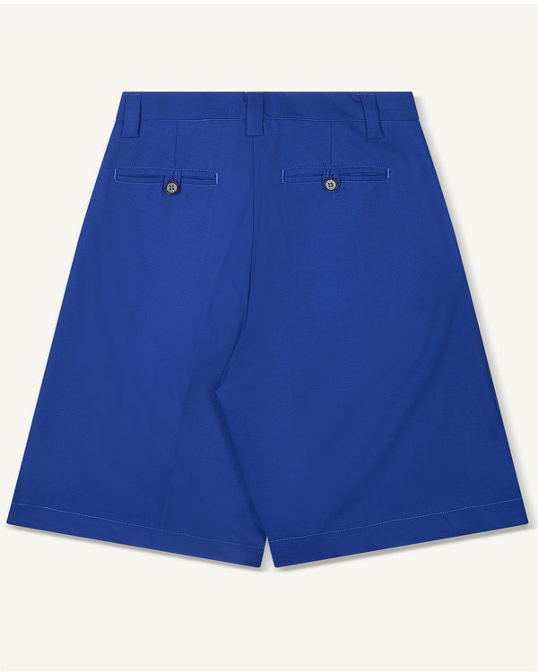 DOUBLE PLEATS SHORTS WOOL BLUE
