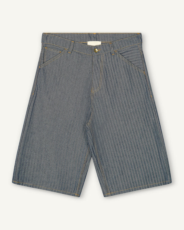 HERRINGBONE DENIM SHORTS