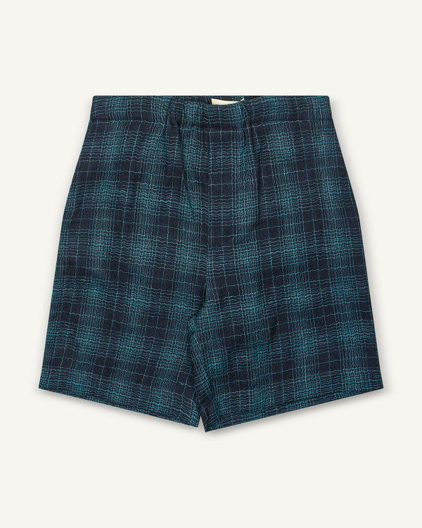 CHECKED SHORTS BLUE NAVY
