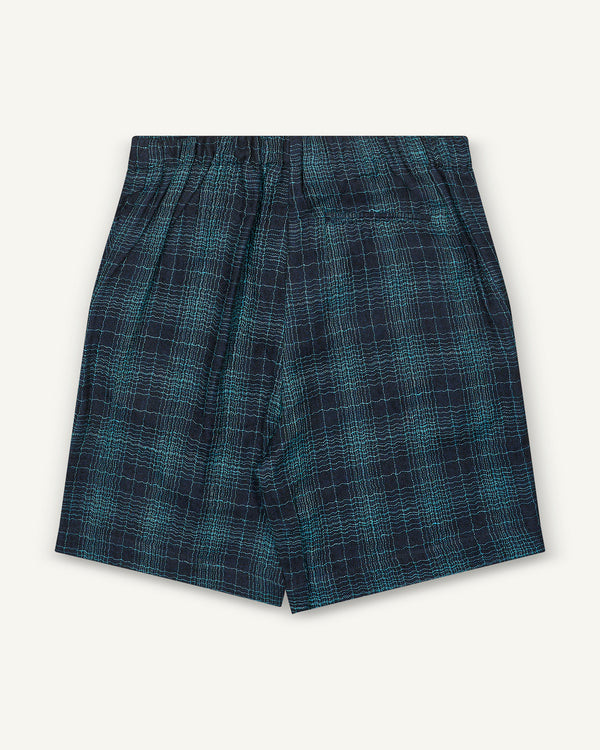 CHECKED SHORTS BLUE NAVY