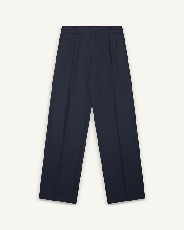 LOOSE PANT WOOL BLUE NAVY