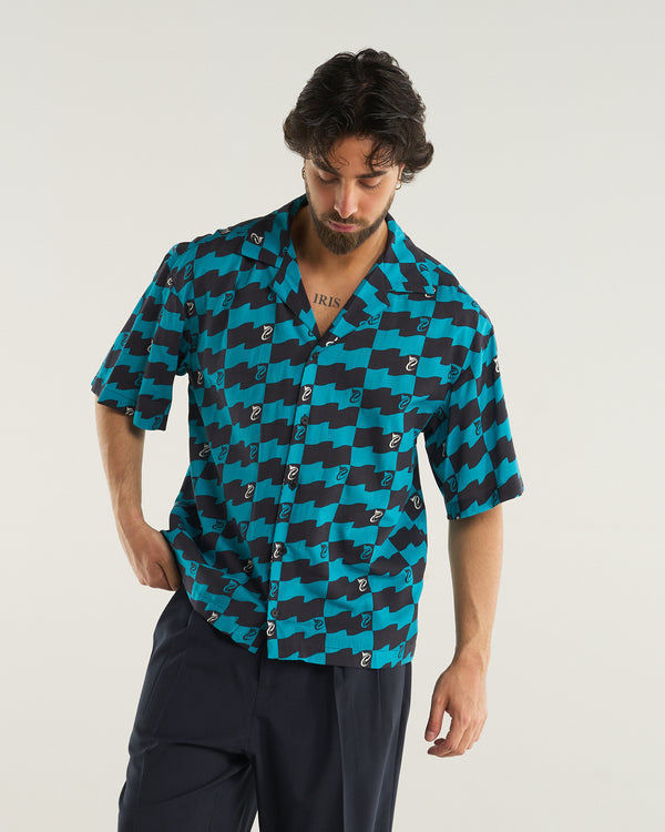 FLAG PRINT SHIRT AQUAMARINE