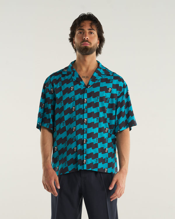 FLAG PRINT SHIRT AQUAMARINE