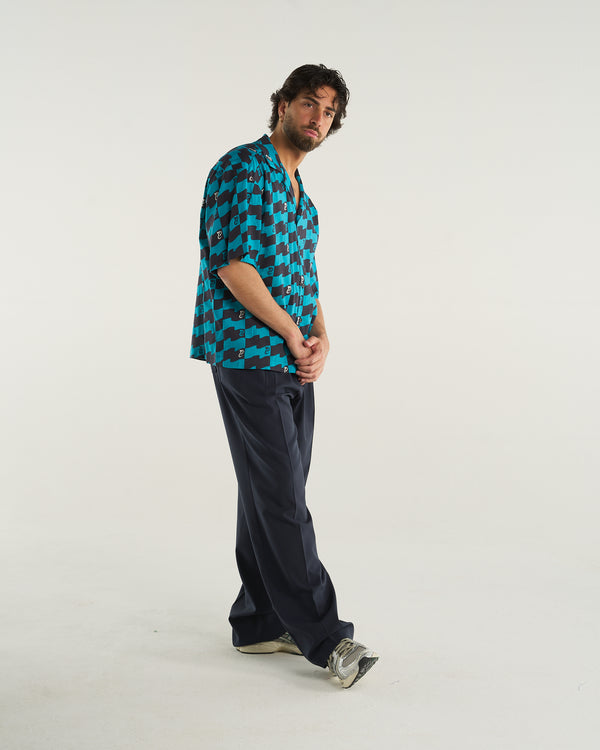 FLAG PRINT SHIRT AQUAMARINE