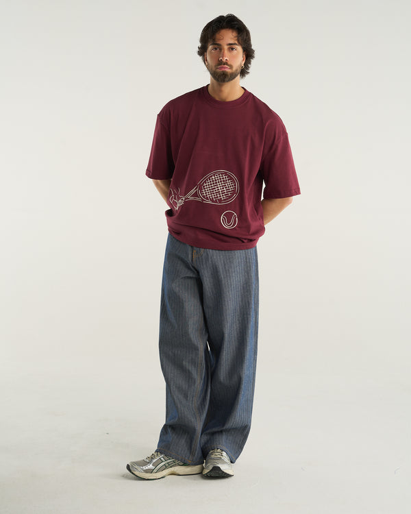 EMBROIDERED RACKET T-SHIRT BORDEAUX