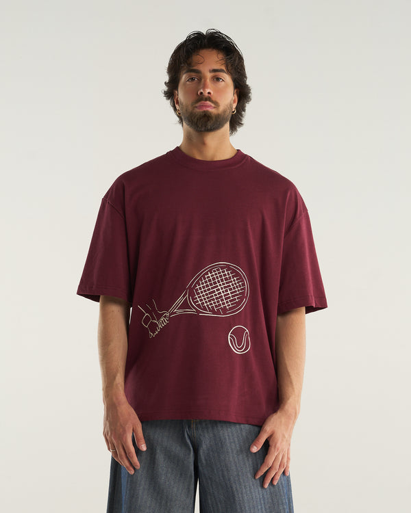 EMBROIDERED RACKET T-SHIRT BORDEAUX