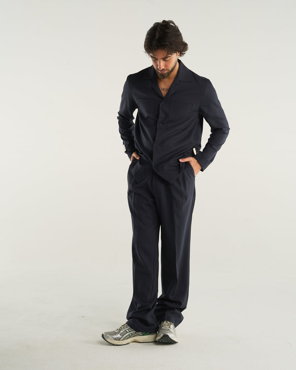 LOOSE PANT WOOL BLUE NAVY