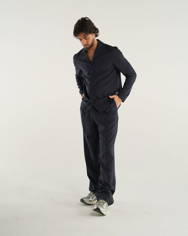 LOOSE PANT WOOL BLUE NAVY