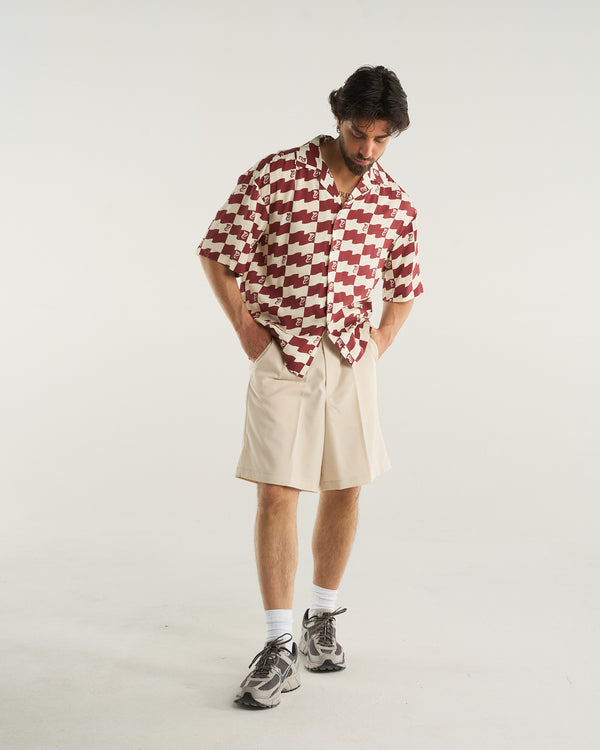 FLAG PRINT SHIRT BORDEAUX