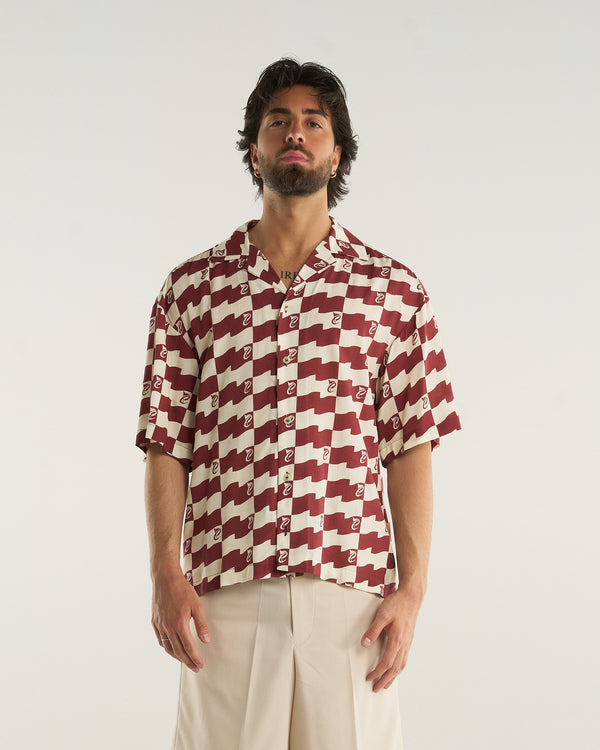 FLAG PRINT SHIRT BORDEAUX