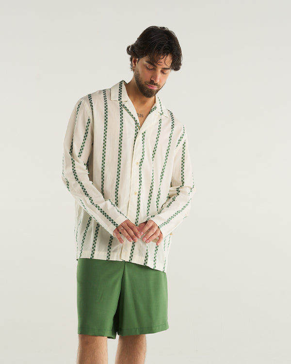 LONG-SLEEVED STRIPED SHIRT GREEN