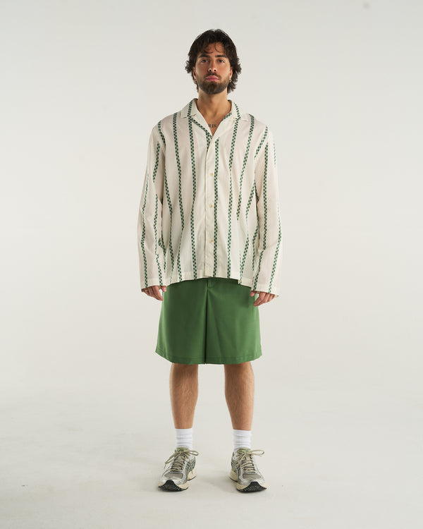 LONG-SLEEVED STRIPED SHIRT GREEN