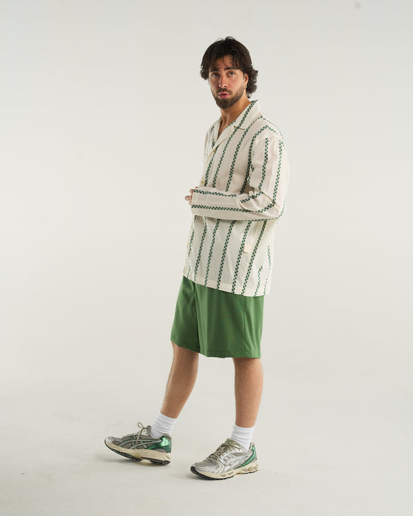 LONG-SLEEVED STRIPED SHIRT GREEN