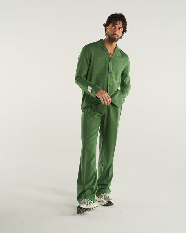 LONG-SLEEVED WOOL SHIRT GREEN
