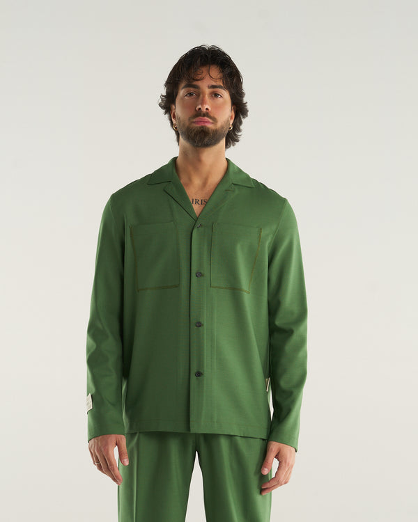 LONG-SLEEVED WOOL SHIRT GREEN