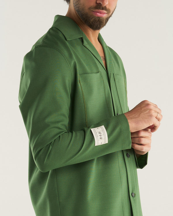 LONG-SLEEVED WOOL SHIRT GREEN