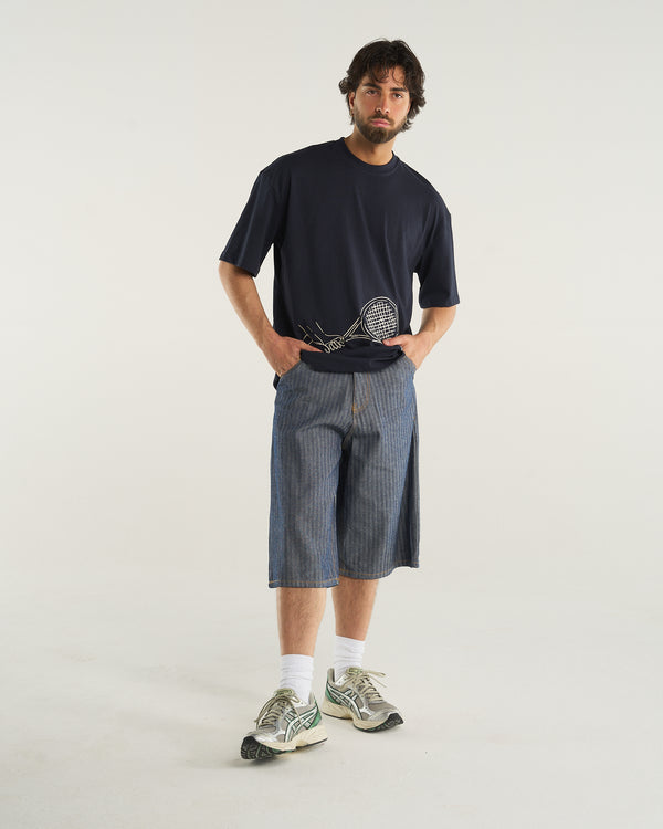 EMBROIDERED RACKET T-SHIRT BLUE NAVY