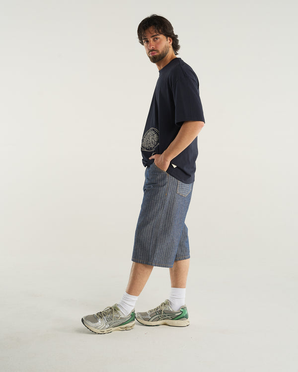EMBROIDERED RACKET T-SHIRT BLUE NAVY
