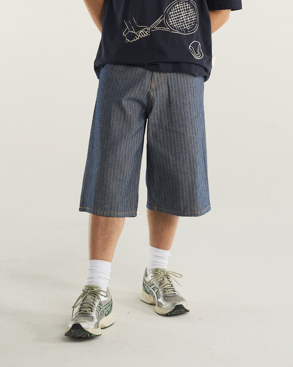HERRINGBONE DENIM SHORTS