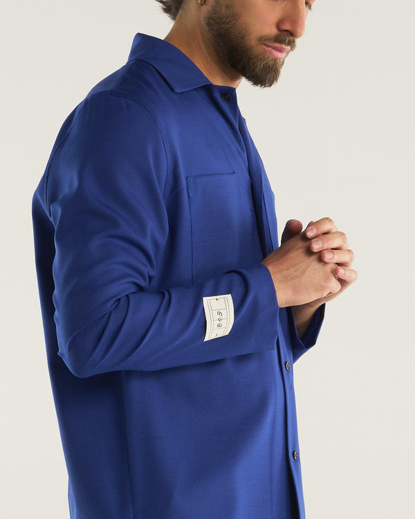 LONG-SLEEVED WOOL SHIRT BLUE