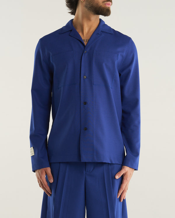 LONG-SLEEVED WOOL SHIRT BLUE