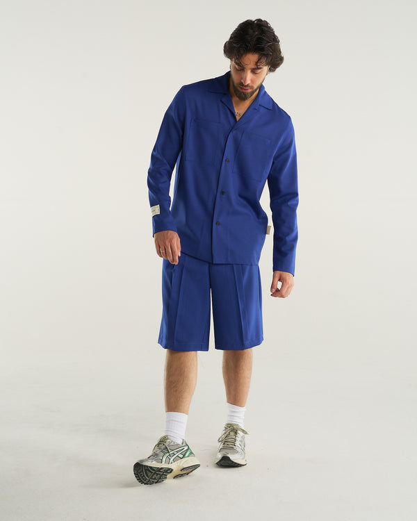 LONG-SLEEVED WOOL SHIRT BLUE