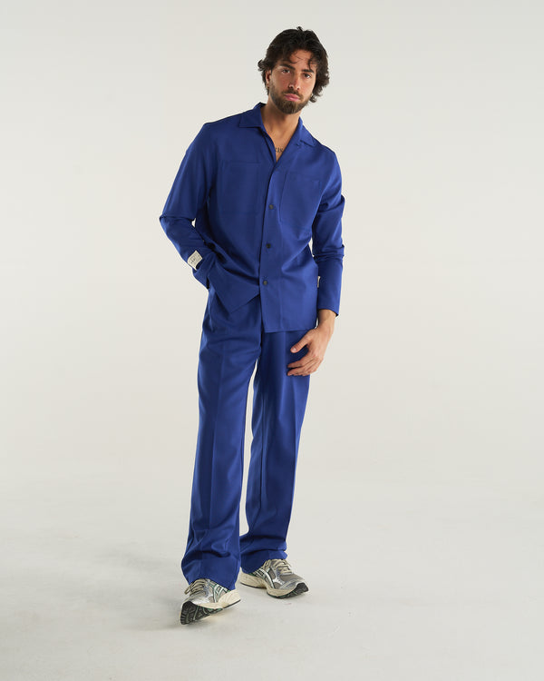 LOOSE PANT WOOL BLUE