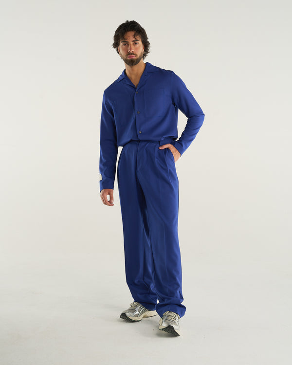 LOOSE PANT WOOL BLUE