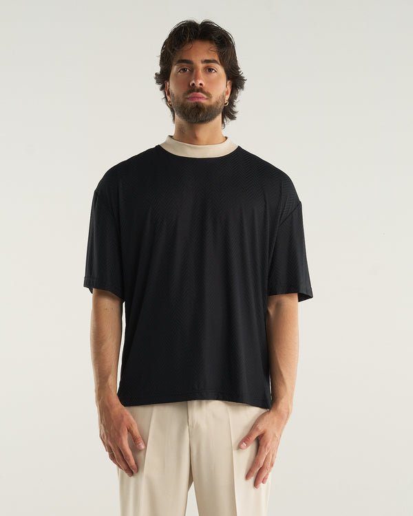 HERRINGBONE T-SHIRT BLUE NAVY