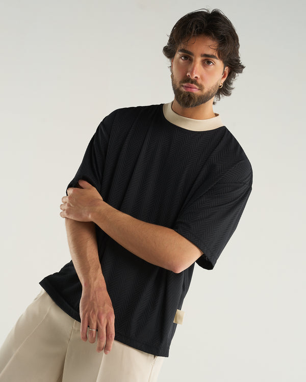 HERRINGBONE T-SHIRT BLUE NAVY