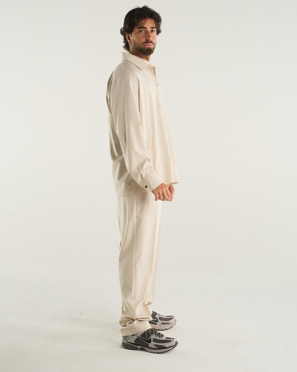 ZIP-UP SHIRT BEIGE