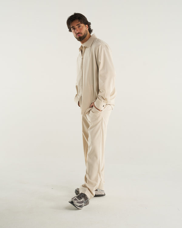 ZIP-UP SHIRT BEIGE