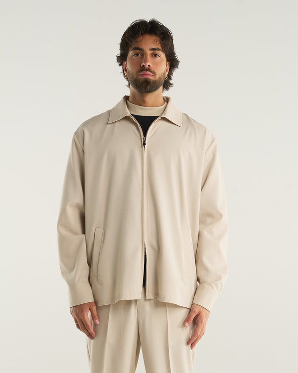 ZIP-UP SHIRT BEIGE