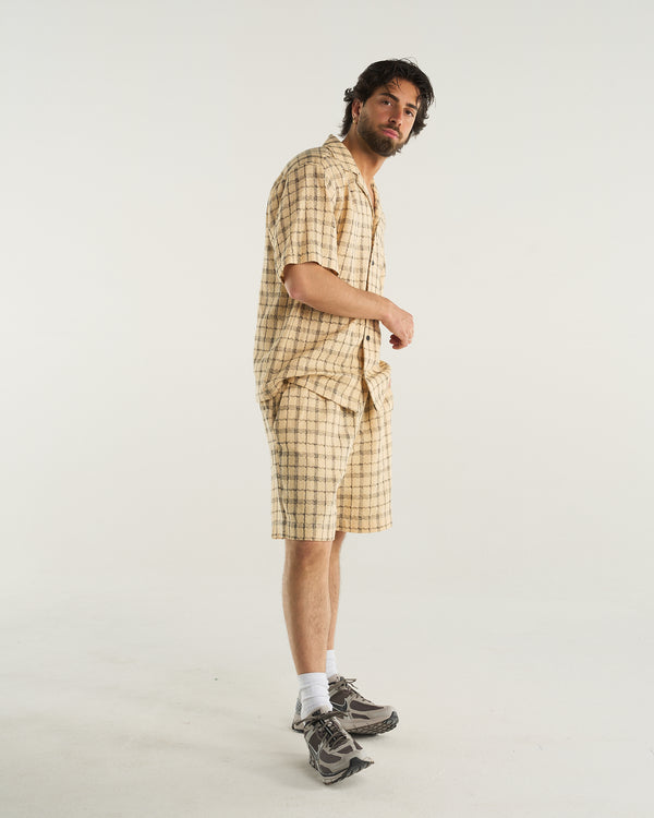 CHECKED SHORTS BEIGE